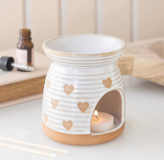 Cosy Beige Heart Print Warmer